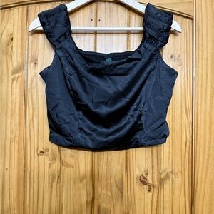 Wild Fable Black Satin Crop Top